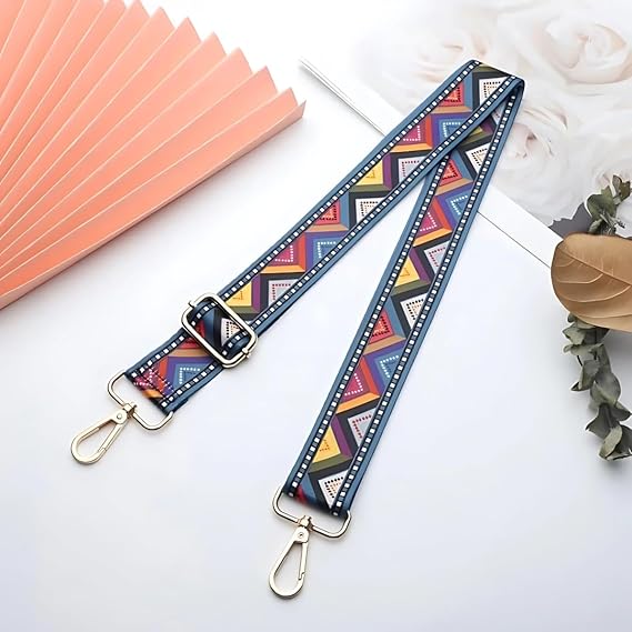 TYPIFY® Printed Adjustable Shoulder Sling Bag Strap, Wide Crossbody Bags Replacement Broad Straps with Golden Metal Hooks, Fashion Handbag Accessories, Strap Sling Bags