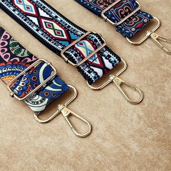 TYPIFY® Printed Adjustable Shoulder Sling Bag Strap, Wide Crossbody Bags Replacement Broad Straps with Golden Metal Hooks, Fashion Handbag Accessories, Strap Sling Bags