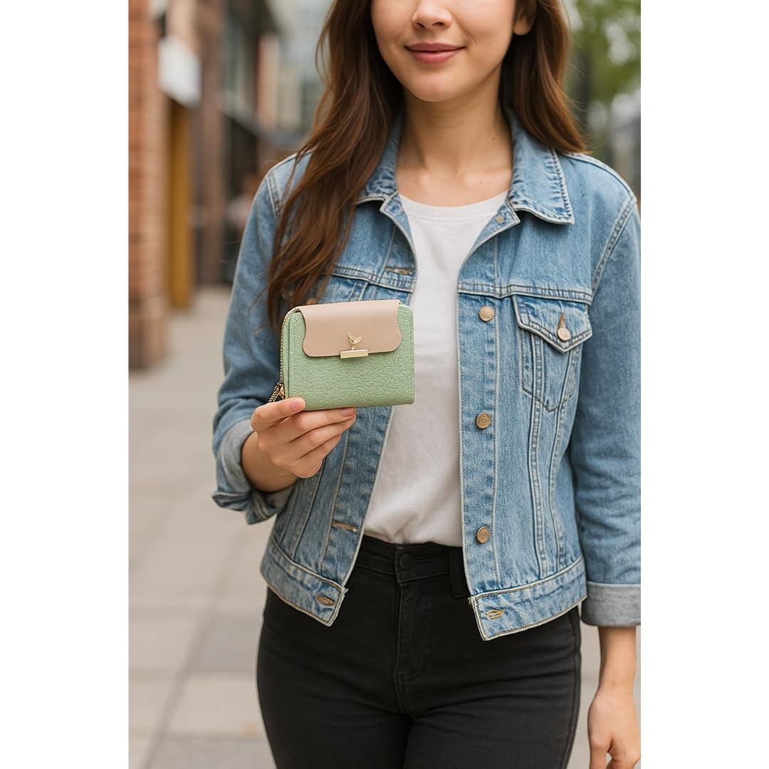 TYPIFY® Women Wallet – Stylish Ladies Purse, Hand Clutch & Card Holder | Premium PU Leather Purse for Women & Girls | Gift for Her (Green)