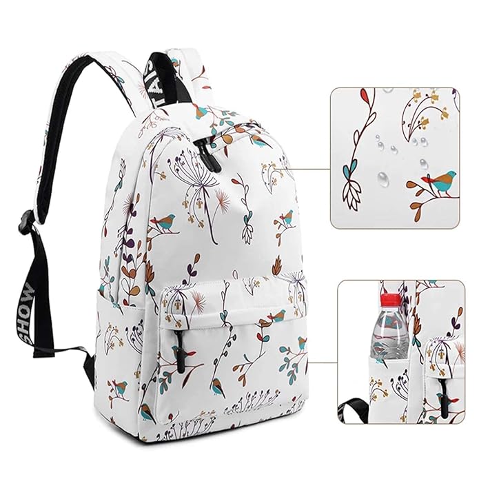 TYPIFY® Polyester Printed Waterproof Preppy Style Girls Women Backpack