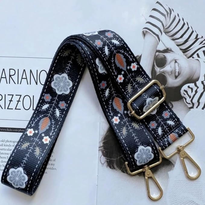 TYPIFY® Printed Adjustable Shoulder Sling Bag Strap, Wide Crossbody Bags Replacement Broad Straps with Golden Metal Hooks, Fashion Handbag Accessories, Strap Sling Bags