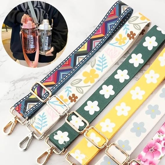 TYPIFY® Printed Adjustable Shoulder Sling Bag Strap, Wide Crossbody Bags Replacement Broad Straps with Golden Metal Hooks, Fashion Handbag Accessories, Strap Sling Bags