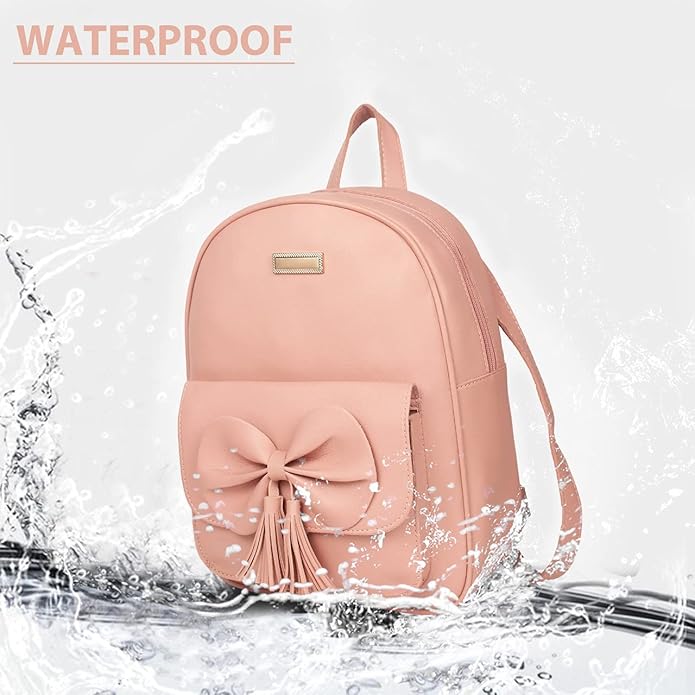 TYPIFY® PU Leather Teddy Keychain Preppy Style Women Backpack Girls College Bag