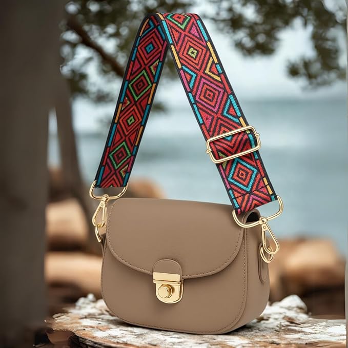 TYPIFY® Printed Adjustable Shoulder Sling Bag Strap, Wide Crossbody Bags Replacement Broad Straps with Golden Metal Hooks, Fashion Handbag Accessories, Strap Sling Bags