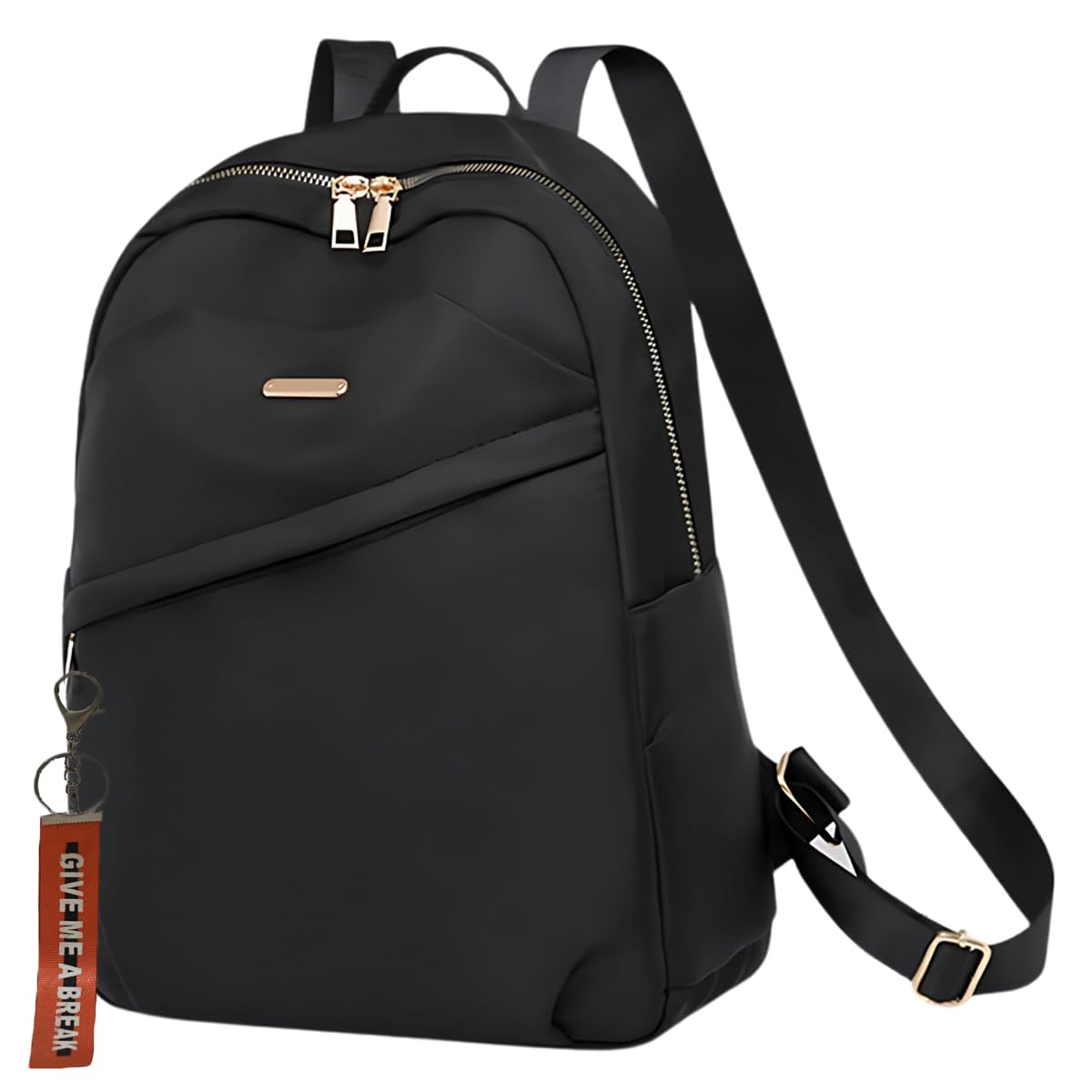 TYPIFY Backpack Bags for Women,School & College Bag, Black Travel Girls Quote Keychain Handbag, Stylish Latest