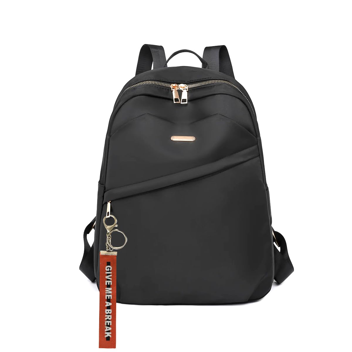 TYPIFY Backpack Bags for Women,School & College Bag, Black Travel Girls Quote Keychain Handbag, Stylish Latest
