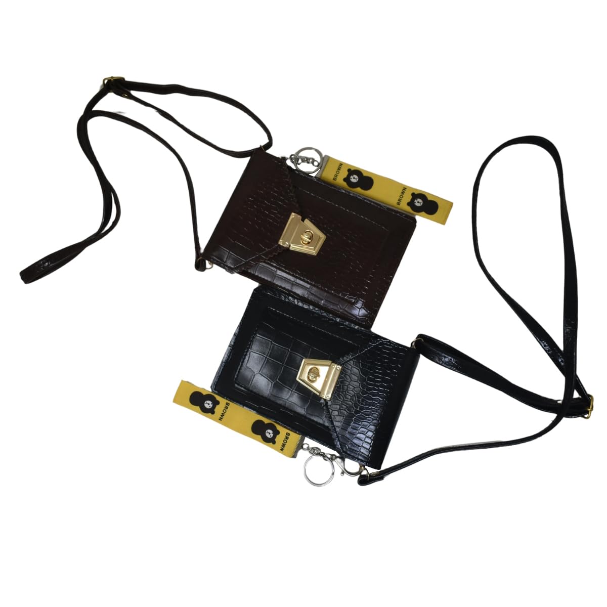 Crocodile Pattern PU Mobile Phone pouch, Cross-body Sling Messenger Bag, Girls Shoulder Travel Shopping Bags, with Bear Charm Keychain, Gift for Her