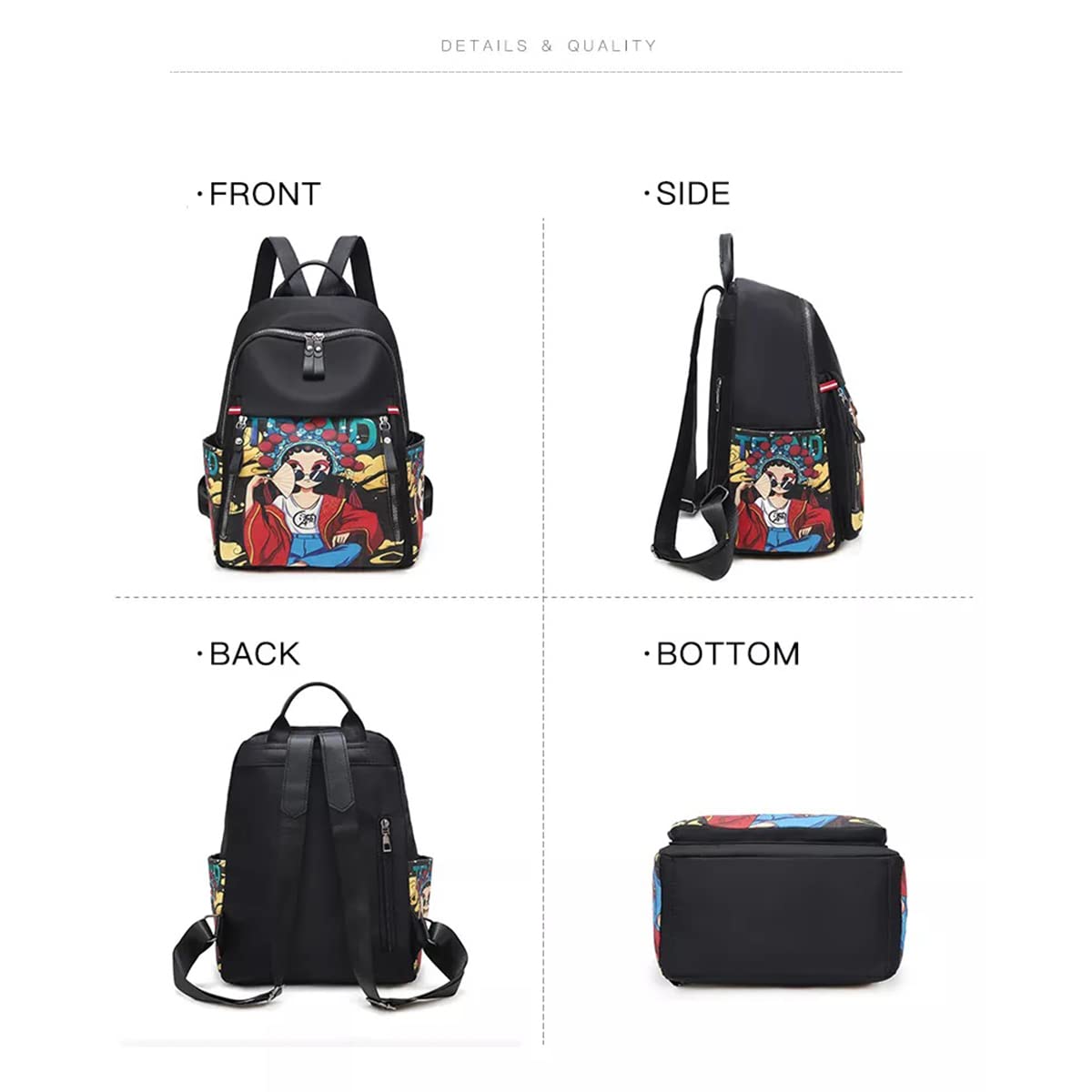 TYPIFY® Stylish Anime Ethnic Printed Durable Water-Resistant Women's Backpack Korean College Bag for girls. Gift for Her