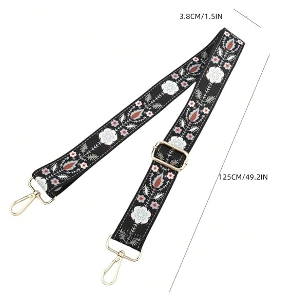 TYPIFY® Printed Adjustable Shoulder Sling Bag Strap, Wide Crossbody Bags Replacement Broad Straps with Golden Metal Hooks, Fashion Handbag Accessories, Strap Sling Bags