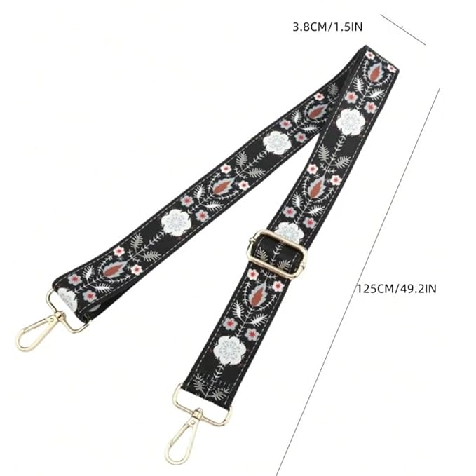 TYPIFY® Printed Adjustable Shoulder Sling Bag Strap, Wide Crossbody Bags Replacement Broad Straps with Golden Metal Hooks, Fashion Handbag Accessories, Strap Sling Bags