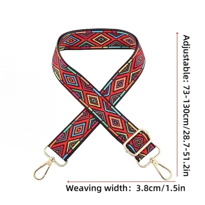 TYPIFY® Printed Adjustable Shoulder Sling Bag Strap, Wide Crossbody Bags Replacement Broad Straps with Golden Metal Hooks, Fashion Handbag Accessories, Strap Sling Bags