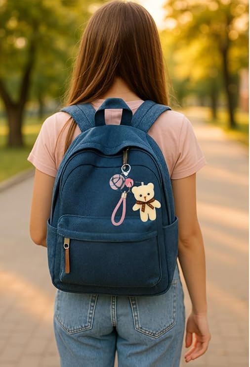 Cute Teddy Bear Keychain for Girls | Soft Plush Toy with Pink Bell & Braided Loop | Bag & Car Hanging Charm | Stylish Keyring for Gifting – Birthday, Friendship Day
