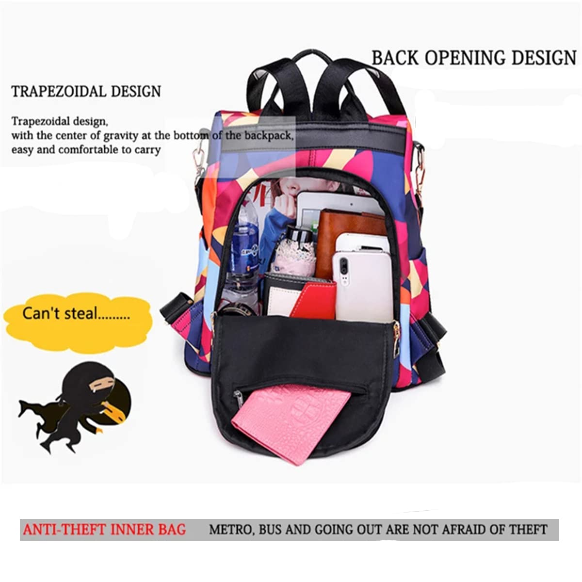 TYPIFY® Trending Modern Oxford Antitheft Women Girls Trendy College Bag Travel Casual Backpack Gift for Het