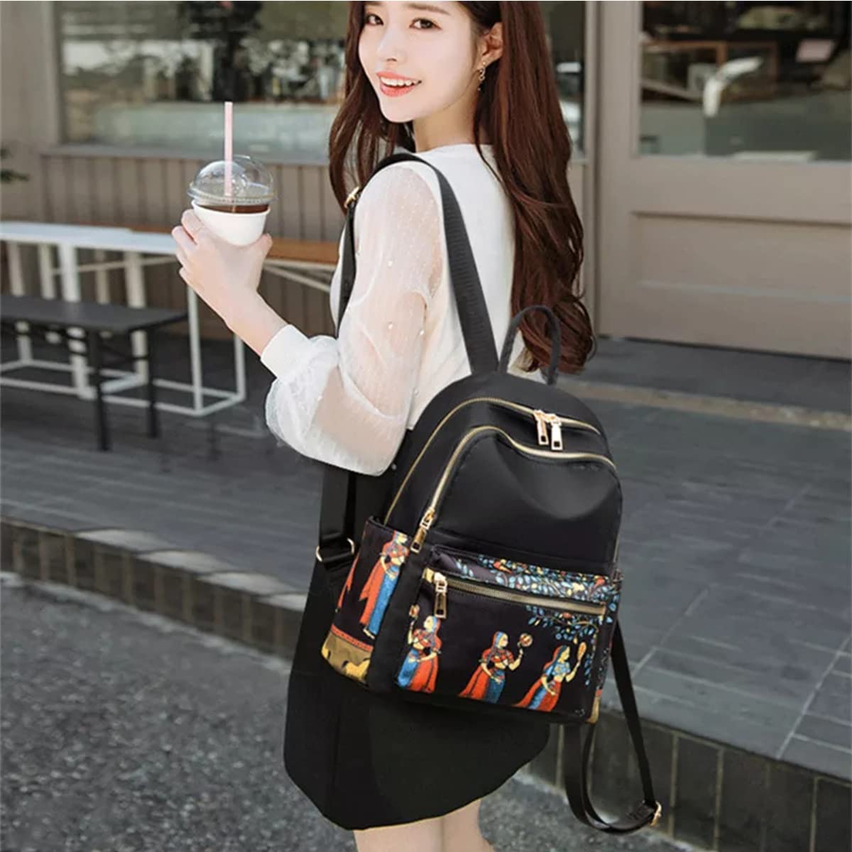 TYPIFY® Stylish Anime Ethnic Printed Durable Water-Resistant Women's Backpack Korean College Bag for girls. Gift for Her
