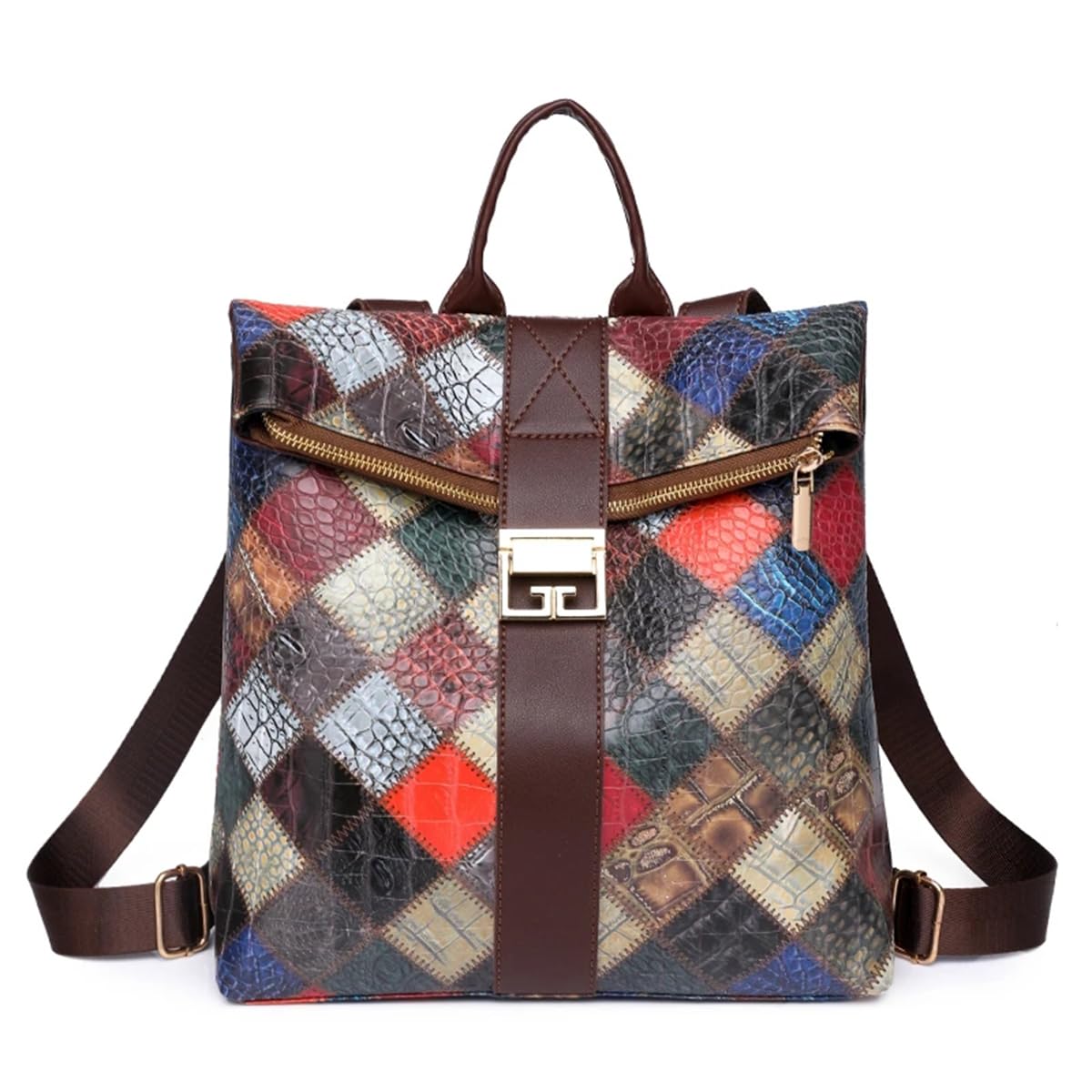 TYPIFY Women's Backpack Antitheft College Multicoloured Leather Patchwork Tote Girl's Office Bag, Stylish latest Luxury travel Bagpack