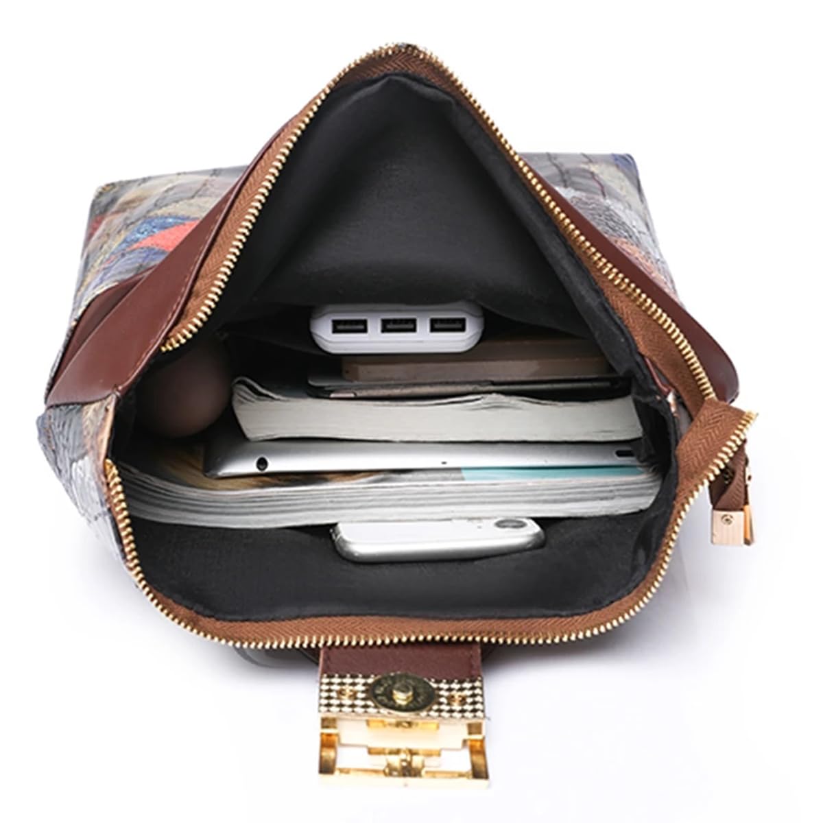 TYPIFY Women's Backpack Antitheft College Multicoloured Leather Patchwork Tote Girl's Office Bag, Stylish latest Luxury travel Bagpack