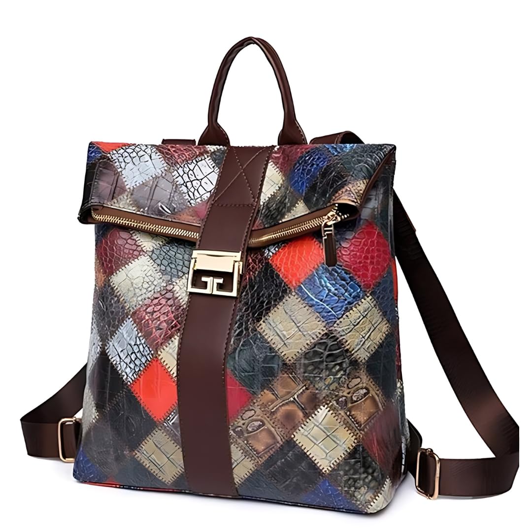 TYPIFY Women's Backpack Antitheft College Multicoloured Leather Patchwork Tote Girl's Office Bag, Stylish latest Luxury travel Bagpack