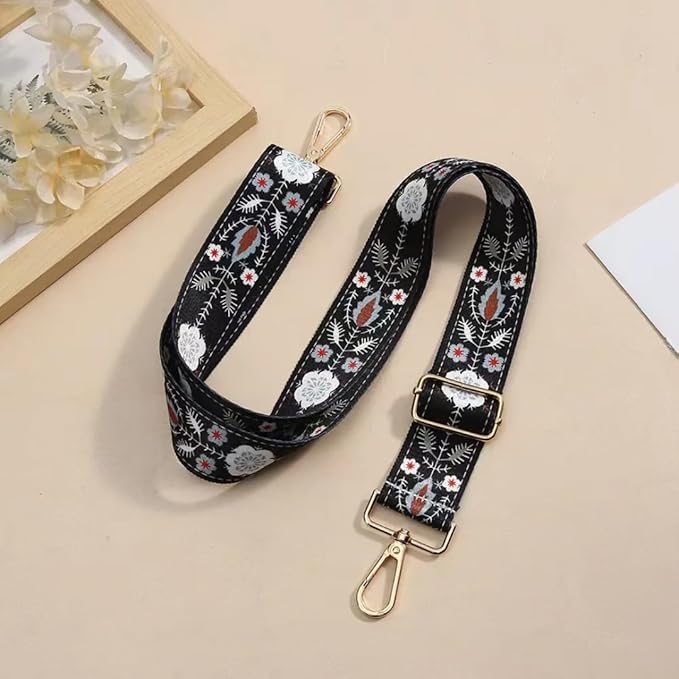 TYPIFY® Printed Adjustable Shoulder Sling Bag Strap, Wide Crossbody Bags Replacement Broad Straps with Golden Metal Hooks, Fashion Handbag Accessories, Strap Sling Bags