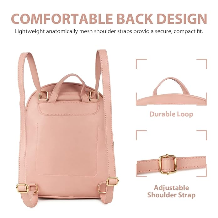 TYPIFY® PU Leather Teddy Keychain Preppy Style Women Backpack Girls College Bag