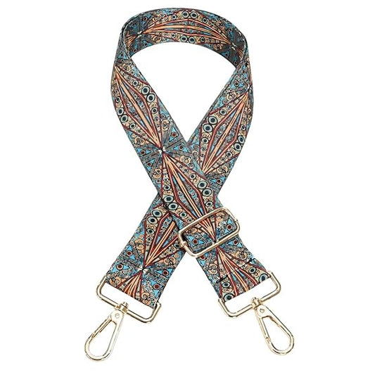TYPIFY® Printed Adjustable Shoulder Sling Bag Strap, Wide Crossbody Bags Replacement Broad Straps with Golden Metal Hooks, Fashion Handbag Accessories, Strap Sling Bags