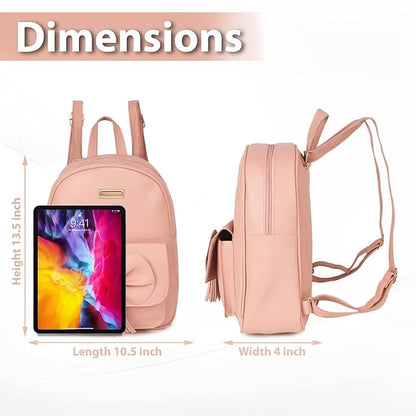 TYPIFY® PU Leather Teddy Keychain Preppy Style Women Backpack Girls College Bag
