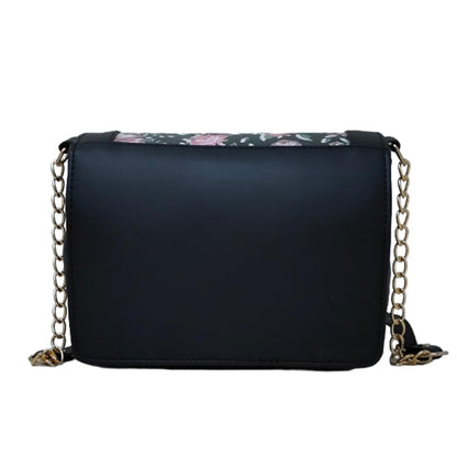 TYPIFY Chic Women's Floral Print Sling Messenger Bag-Stylish Girl's Crossbody Purse For Everyday Elegance, Black