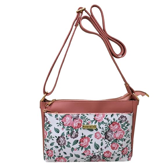 TYPIFY Stylish Women's Sling Bag With Vibrant Floral Print - Trendy Crossbody Purse For Everyday Elegance And Functionality, Pink
