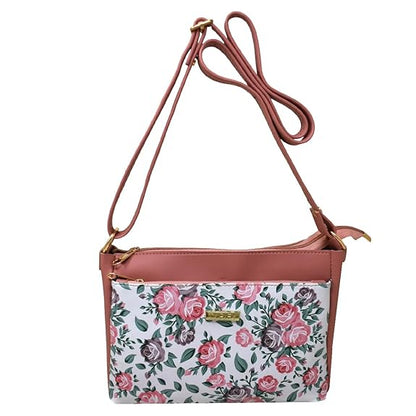TYPIFY Stylish Women's Sling Bag With Vibrant Floral Print - Trendy Crossbody Purse For Everyday Elegance And Functionality, Pink