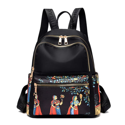 TYPIFY® Stylish Anime Ethnic Printed Durable Water-Resistant Women's Backpack Korean College Bag for girls. Gift for Her