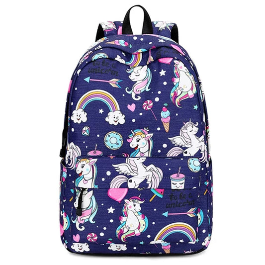 TYPIFY® Polyester Unicorn Printed Waterproof Preppy Style Girls Women Backpack