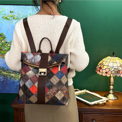 TYPIFY Women's Backpack Antitheft College Multicoloured Leather Patchwork Tote Girl's Office Bag, Stylish latest Luxury travel Bagpack