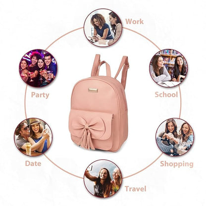 TYPIFY® PU Leather Teddy Keychain Preppy Style Women Backpack Girls College Bag