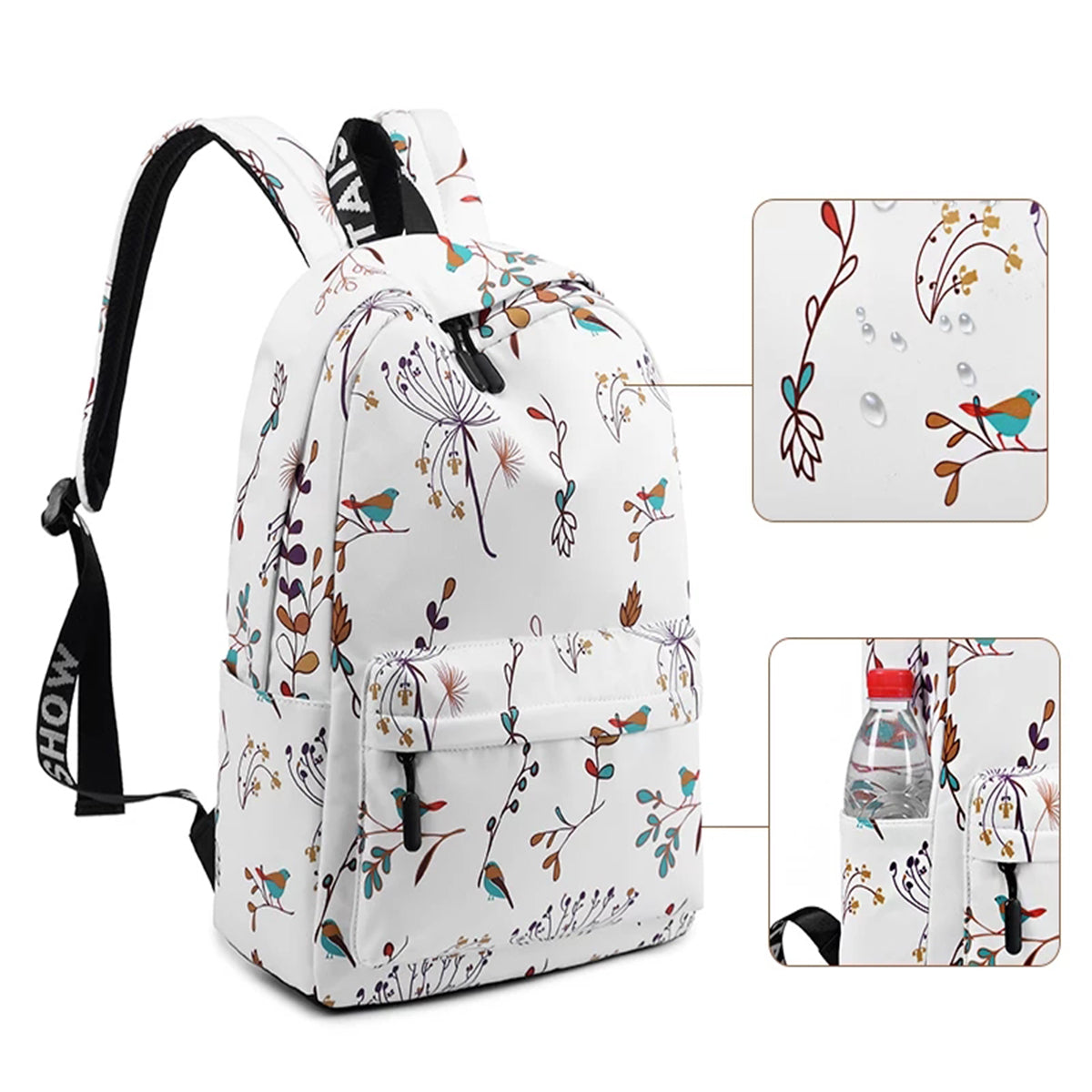 Stylish Unisex Backpack with Laptop Compartment – Sky Blue Floral Design | Spacious School, Travel, College & Office Bag for Students, Teens and Adults