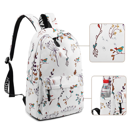 Stylish Unisex Backpack with Laptop Compartment – Sky Blue Floral Design | Spacious School, Travel, College & Office Bag for Students, Teens and Adults