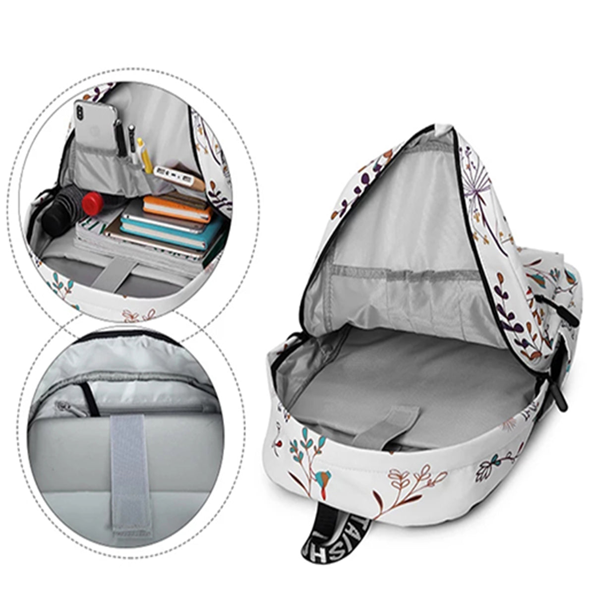 Stylish Unisex Backpack with Laptop Compartment – Sky Blue Floral Design | Spacious School, Travel, College & Office Bag for Students, Teens and Adults