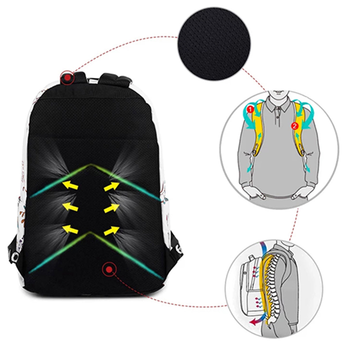 Stylish Unisex Backpack with Laptop Compartment – Sky Blue Floral Design | Spacious School, Travel, College & Office Bag for Students, Teens and Adults