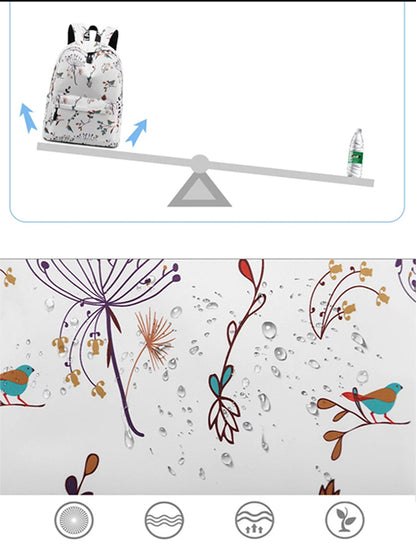 Stylish Unisex Backpack with Laptop Compartment – Sky Blue Floral Design | Spacious School, Travel, College & Office Bag for Students, Teens and Adults