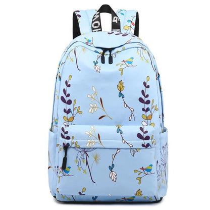 Stylish Unisex Backpack with Laptop Compartment – Sky Blue Floral Design | Spacious School, Travel, College & Office Bag for Students, Teens and Adults