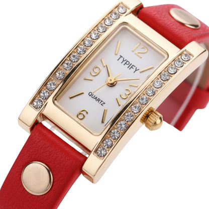 TYPIFY Red Bracelet Watch for Women | Premium Imported Analog Quartz Wristwatch with Gold Dial & Tassel Charm | Stylish Leather Strap Fashion Watch | Perfect Gift for Her