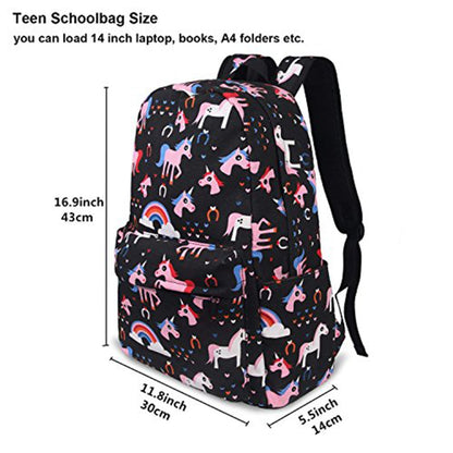Stylish Unisex Backpack with Laptop Compartment – Black Unicorn | Spacious School, Travel, College & Office Bag for Students, Teens and Adults (Copy) (Copy)