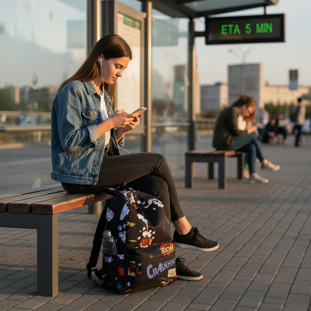 Stylish Unisex Backpack with Laptop Compartment – Comic Print Design | Spacious School, Travel, College & Office Bag for Students, Teens and Adults (Copy)