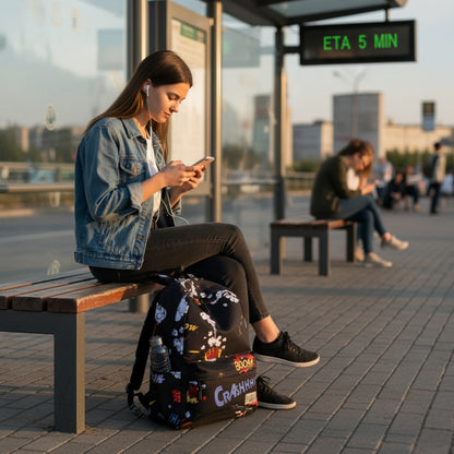 Stylish Unisex Backpack with Laptop Compartment – Comic Print Design | Spacious School, Travel, College & Office Bag for Students, Teens and Adults (Copy)