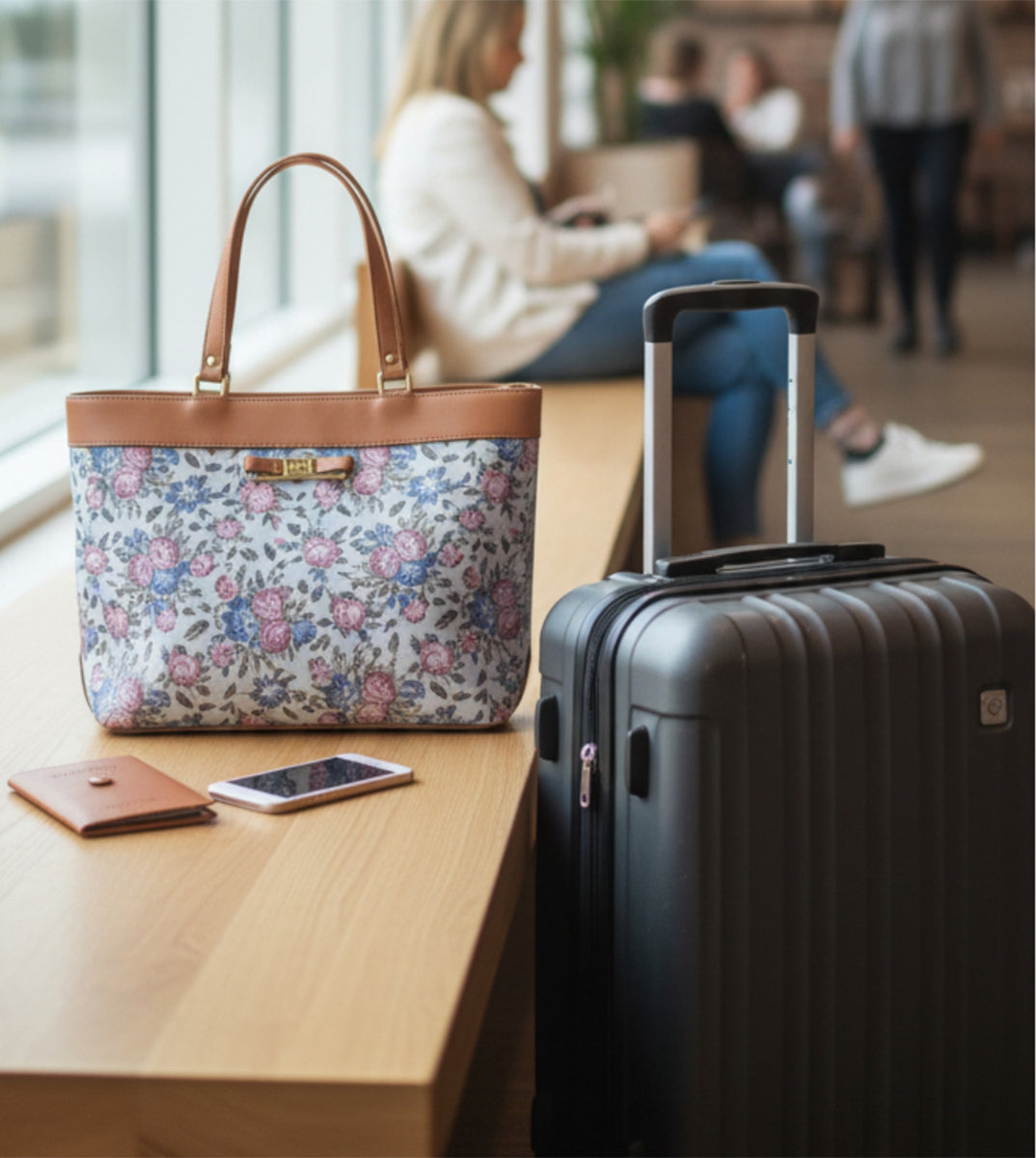 Typify Floral Faux Leather Tote Handbag with Metal Bow – Elegant Printed Shoulder Bag for Women - Gift for Her