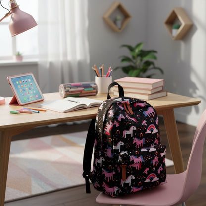 Stylish Unisex Backpack with Laptop Compartment – Black Unicorn | Spacious School, Travel, College & Office Bag for Students, Teens and Adults (Copy) (Copy)